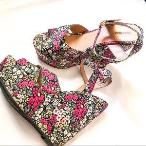Black Floral Wedges